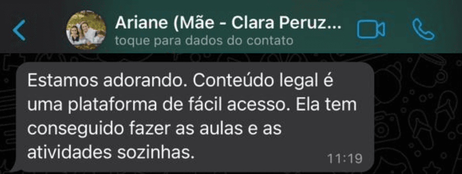 Depoimento de Ariane sobre autonomia da filha Clara na plataforma