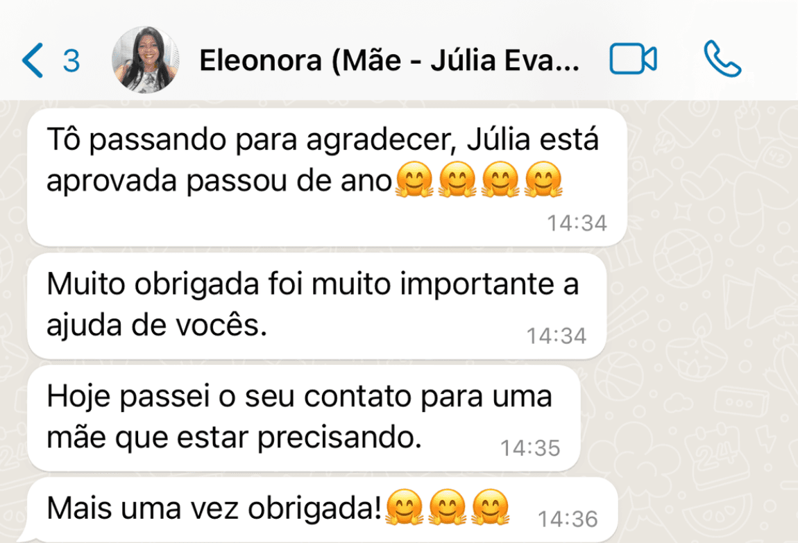 Depoimento de Eleonora sobre aprovacao da filha Julia Eva