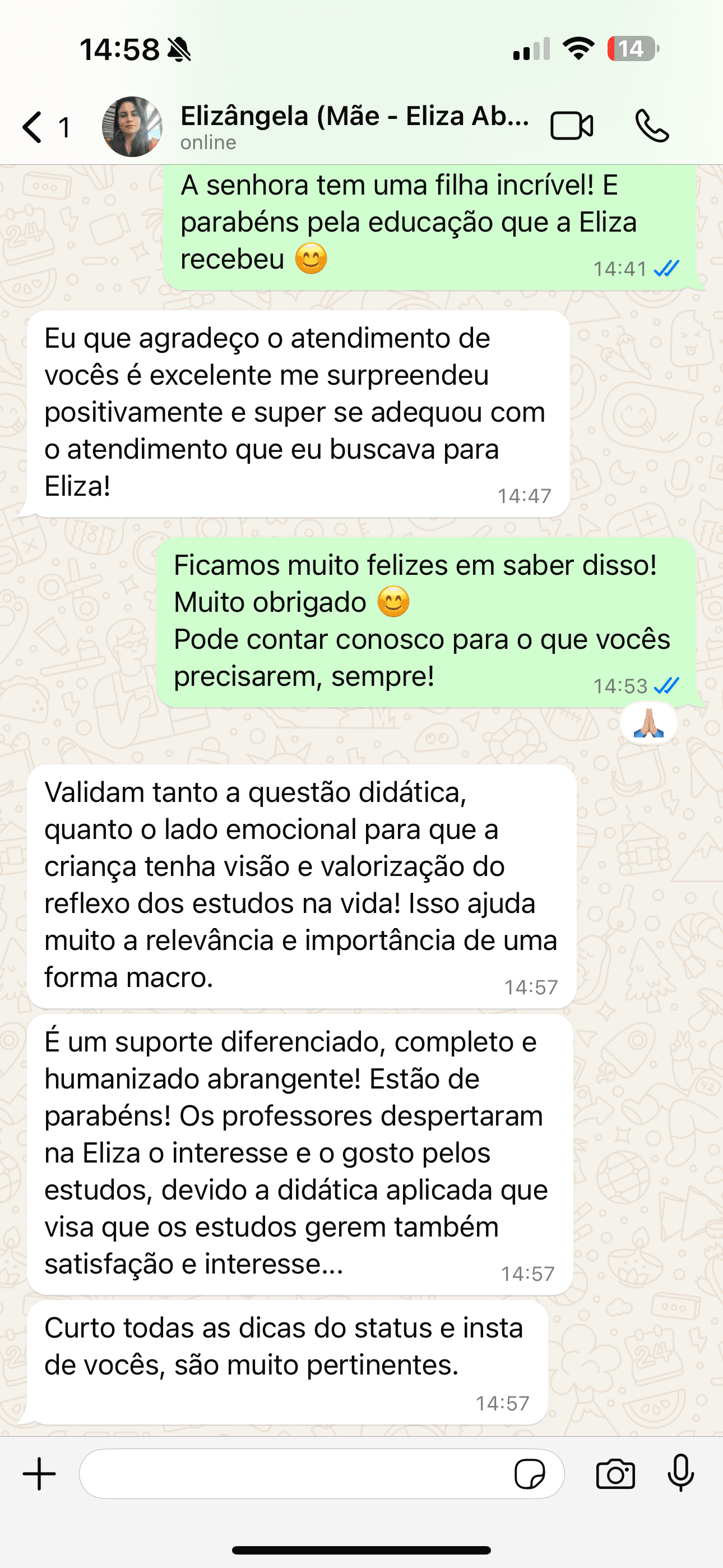 Depoimento de Elizangela sobre o excelente atendimento e suporte da Brio