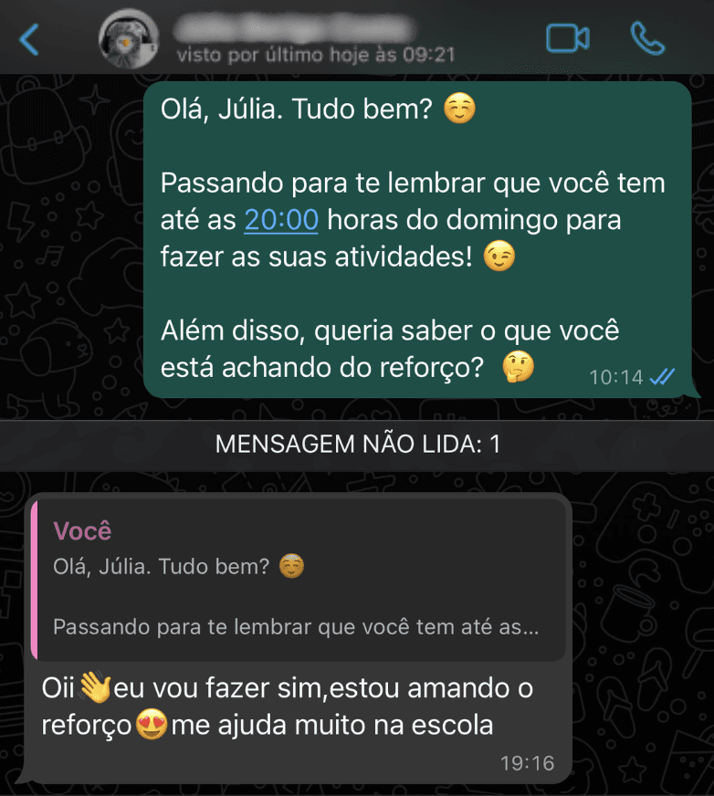 Depoimento de Julia sobre como a Brio ajuda na escola