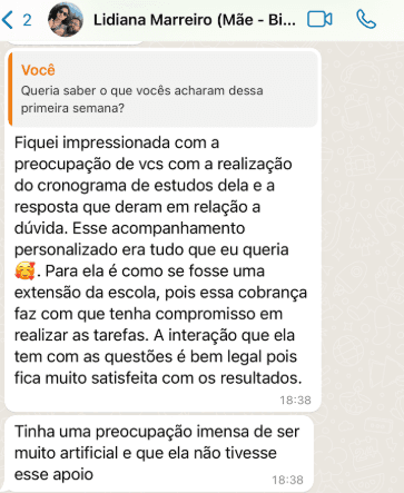 Depoimento de Lidiana sobre acompanhamento personalizado da filha Bia