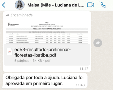Depoimento de Maisa sobre aprovacao da filha Luciana em primeiro lugar